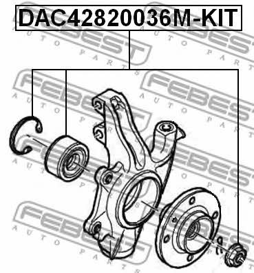 Підшипник передньої маточини колеса, комплект Febest DAC42820036M-KIT