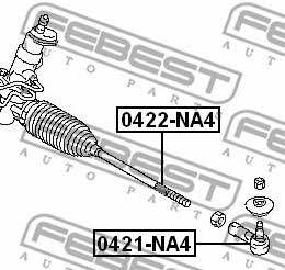 Inner Tie Rod Febest 0422-NA4