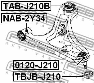 Сайлентблок задній, переднього нижнього важеля Febest TAB-J210B