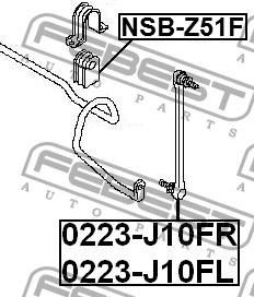 Łącznik stabilizatora przedniego prawy Febest 0223-J10FR