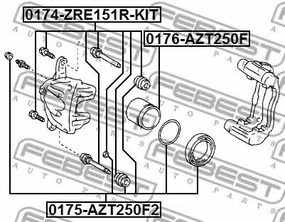 Front brake caliper piston Febest 0176-AZT250F
