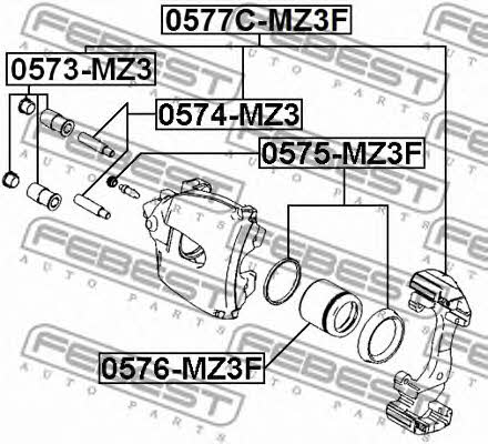 Caliper slide pin Febest 0574-MZ3