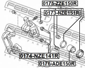 Caliper slide pin Febest 0174-NZE141R