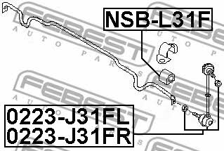 Втулка стабілізатора переднього Febest NSB-L31F