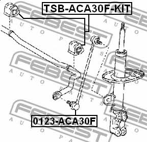 Tuleja stabilizatora przedniego, zestaw Febest TSB-ACA30F-KIT