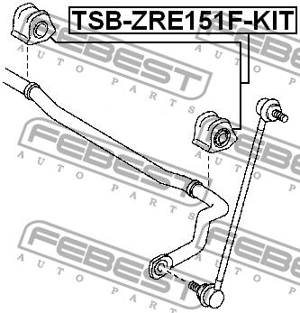 Tuleja stabilizatora przedniego, zestaw Febest TSB-ZRE151F-KIT