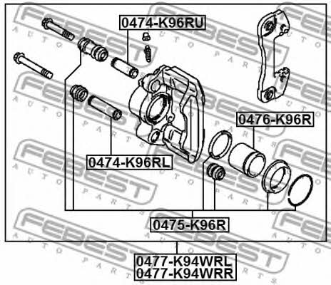 Repair Kit, brake caliper Febest 0475-K96R