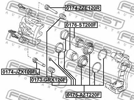 Ремкомплект гальмівного супорта Febest 0175-AZT220F