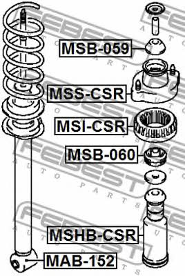 Silent block rear shock absorber Febest MAB-152