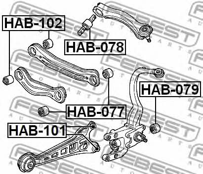 Сайлентблок заднего амортизатора Febest HAB-079