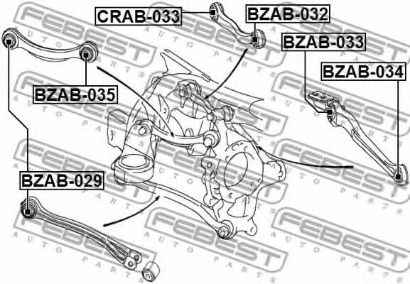 Сайлентблок задней поперечной тяги Febest BZAB-032