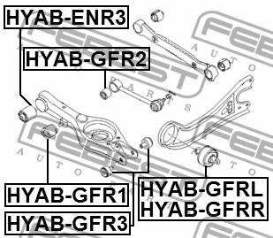 Сайлентблок задньої поперечної тяги Febest HYAB-GFR1