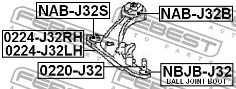 Сайлентблок переднього важеля задній Febest NAB-J32B