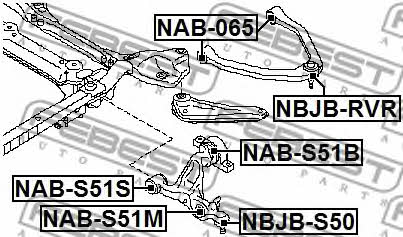 Сайлентблок переднього важеля задній Febest NAB-S51B