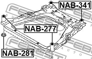 Silentblock hinten für Zwischenrahmen vorne Febest NAB-341