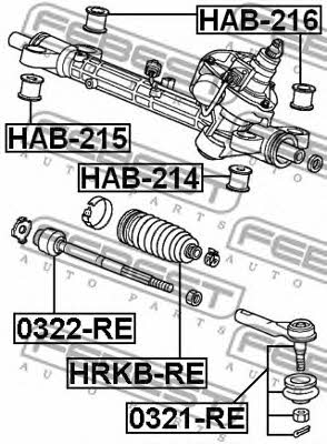 Tuleja drążka kierowniczego Febest HAB-214
