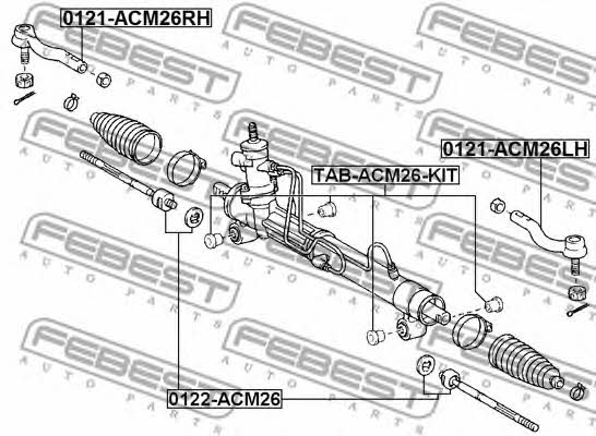 Tuleje drążka kierowniczego, komplet Febest TAB-ACM26-KIT