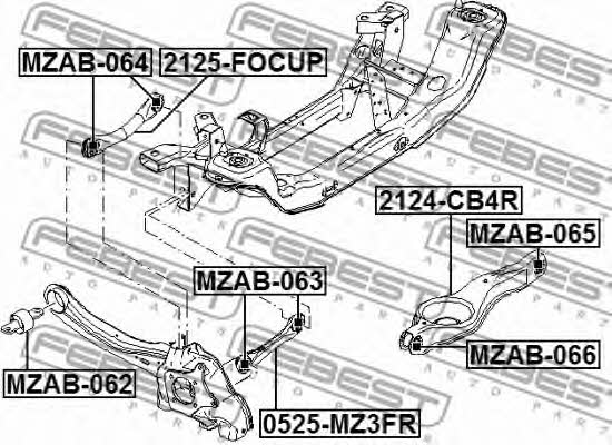 Suspension arm, rear lower Febest 2124-CB4R