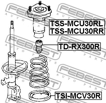 Poduszka amortyzatora zawieszenia, tylna prava Febest TSS-MCU30RR