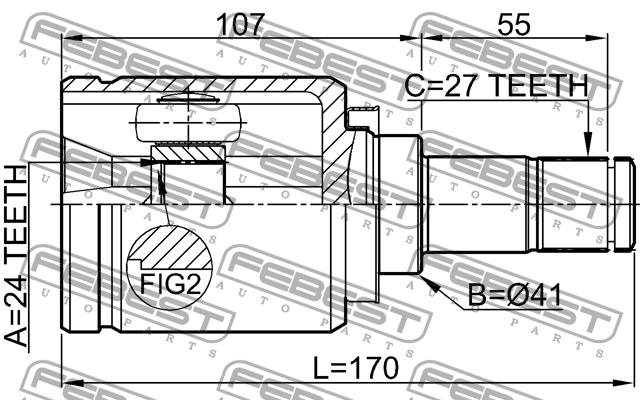 CV joint Febest 0411-NA4RH