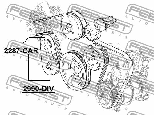 Натягувач ременя приводного Febest 2990-DIV