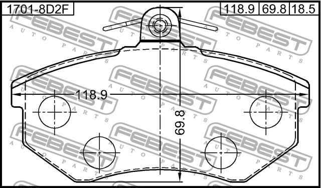 Febest 1701-8D2F Brake Pad Set, disc brake 17018D2F: Buy near me in Poland at 2407.PL - Good price!