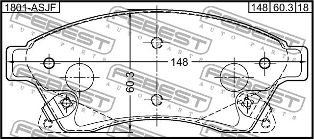 Febest 1801-ASJF Brake Pad Set, disc brake 1801ASJF: Buy near me in Poland at 2407.PL - Good price!
