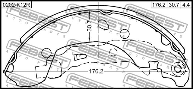 Febest 0202-K12R Brake shoe set 0202K12R: Buy near me at 2407.PL in Poland at an Affordable price!