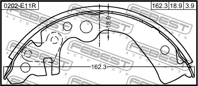 Febest 0202-E11R Brake shoe set 0202E11R: Buy near me at 2407.PL in Poland at an Affordable price!