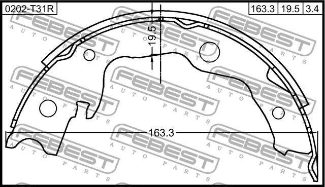 Febest 0202-T31R Parking brake shoes 0202T31R: Buy near me at 2407.PL in Poland at an Affordable price!