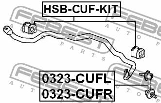 Tuleja stabilizatora przedniego, zestaw Febest HSB-CUF-KIT