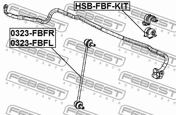 Втулка стабилизатора переднего, комплект Febest HSB-FBF-KIT