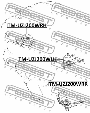 Poduszka silnika z przodu prawa Febest TM-UZJ200WRH