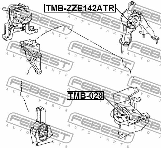 Подушка двигателя задняя Febest TMB-ZZE142ATR