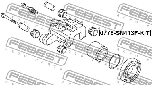 Front brake caliper piston Febest 0776-SN413F-KIT