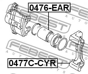 Bracket rear brake caliper Febest 0477C-CYR