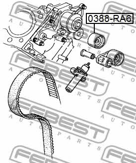 Tensioner pulley, timing belt Febest 0388-RA6