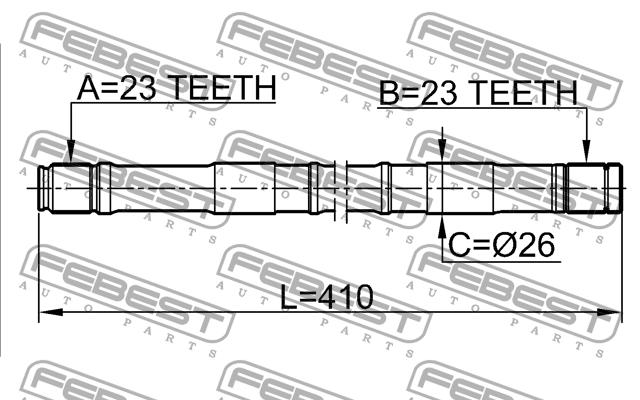 Left axle shaft Febest 0212-B14LH