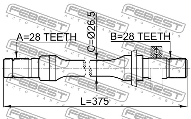 Right axle shaft Febest 0512-626GE
