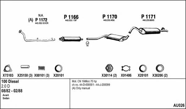  AU026 Exhaust system AU026: Buy near me in Poland at 2407.PL - Good price!