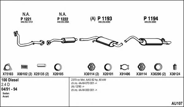  AU107 Exhaust system AU107: Buy near me in Poland at 2407.PL - Good price!