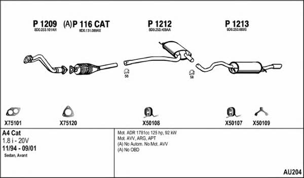  AU204 Система выпуска отработаных газов AU204: Отличная цена - Купить в Польше на 2407.PL!