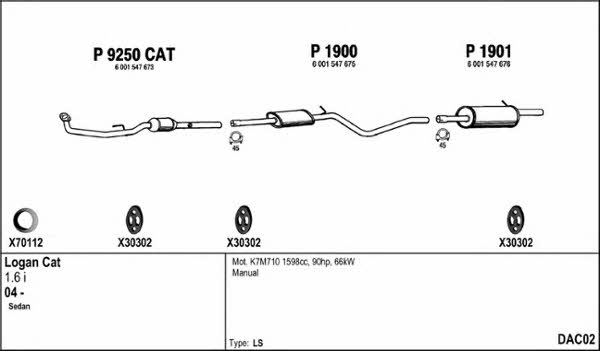  DAC02 Exhaust system DAC02: Buy near me in Poland at 2407.PL - Good price!