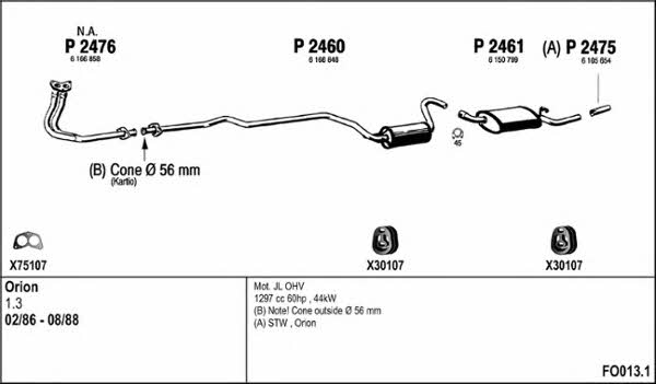  FO013.1 Exhaust system FO0131: Buy near me in Poland at 2407.PL - Good price!