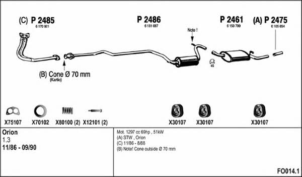  FO014.1 Exhaust system FO0141: Buy near me in Poland at 2407.PL - Good price!