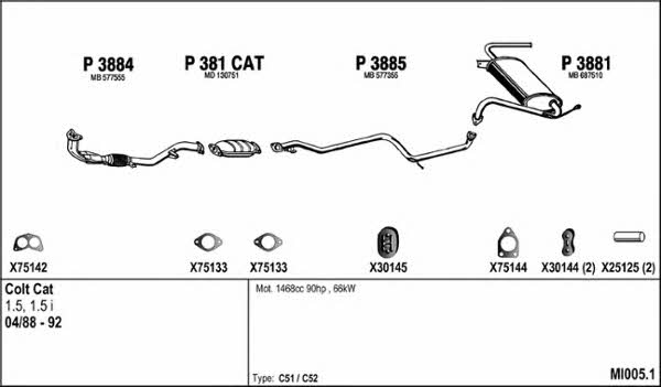  MI005.1 Exhaust system MI0051: Buy near me in Poland at 2407.PL - Good price!