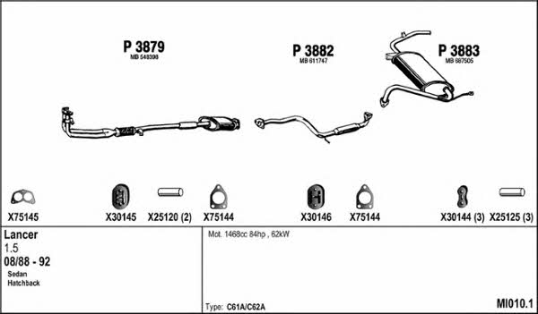  MI010.1 Exhaust system MI0101: Buy near me in Poland at 2407.PL - Good price!