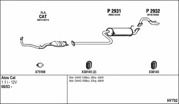  HY702 Exhaust system HY702: Buy near me in Poland at 2407.PL - Good price!