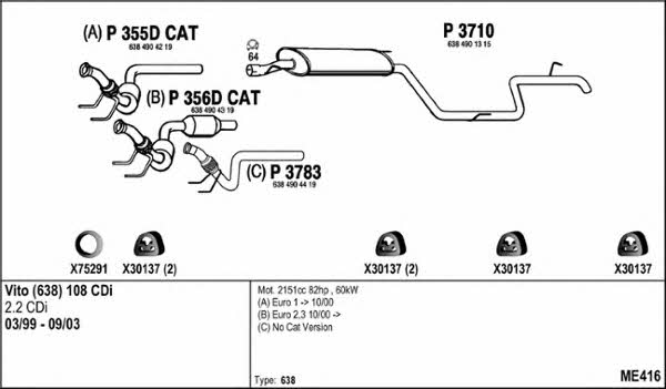  ME416 Exhaust system ME416: Buy near me in Poland at 2407.PL - Good price!