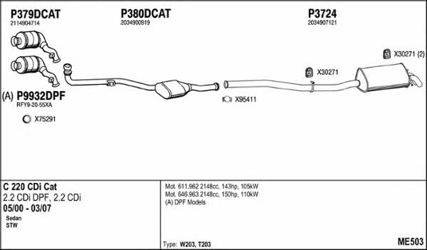  ME503 Exhaust system ME503: Buy near me in Poland at 2407.PL - Good price!